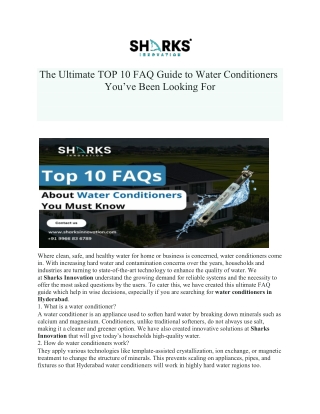 The Ultimate TOP 10 FAQ Guide to Water Conditioners You’ve Been Looking For