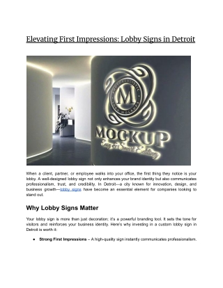 Elevating First Impressions: Lobby Signs in Detroit
