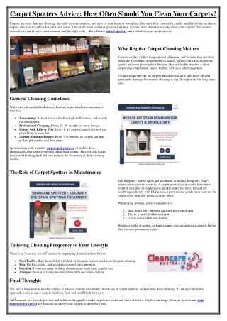 Carpet Spotters Advice How Often Should You Clean Your Carpets