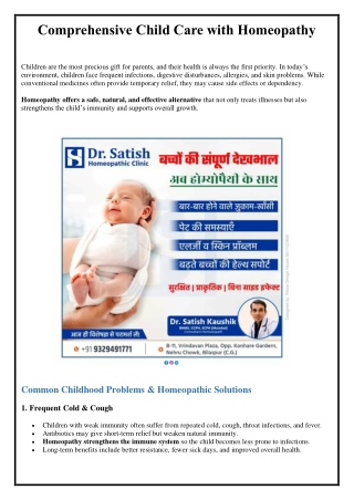 Comprehensive Child Care with Homeopathy