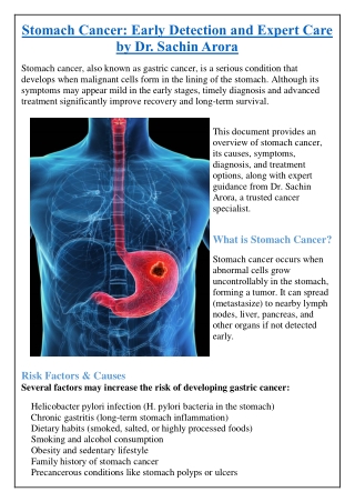 Stomach Cancer: Early Detection and Expert Care by Dr. Sachin Arora