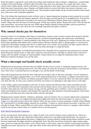 Annual Roof Health Checks in Essex: M.W Beal & Son Roofing Contractors