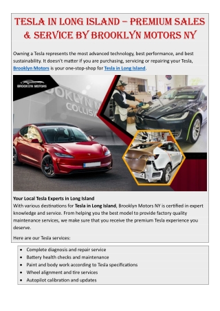 Tesla in Long Island – Premium Sales & Service by Brooklyn Motors NY