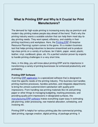 What Is Printing ERP and Why Is It Crucial for Print Manufacturers