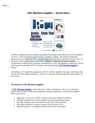 CNC Machine Supplier – Arona Store