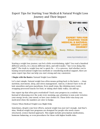 Expert Tips for Starting Your Medical & Natural Weight Loss Journey and Their