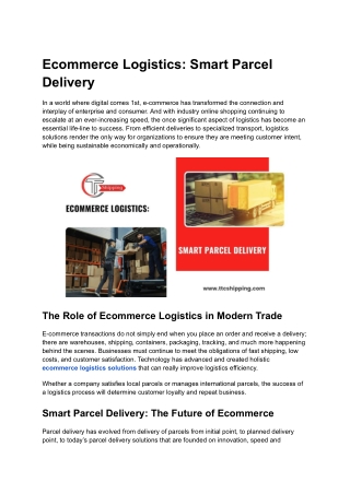 Ecommerce Logistics_ Smart Parcel Delivery