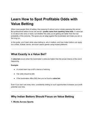 Value Betting in Cricket & Football: Beginner’s Guide