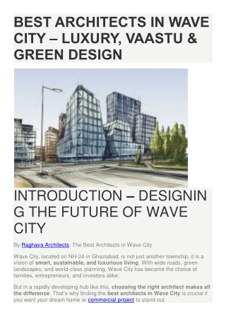 Best Architects in Wave City – Luxury, Vaastu & Green Design