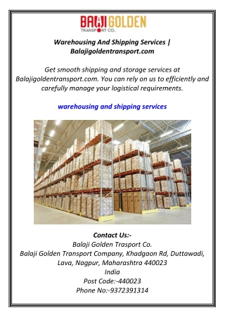 warehousing and shipping services