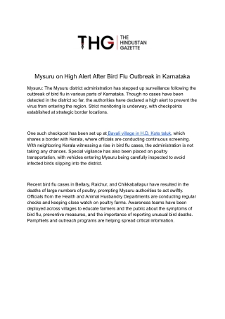 Bird Flu Outbreak in Karnataka