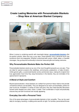 Create Lasting Memories with Personalizable Blankets – Shop Now at American Blanket Company