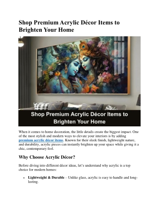 Shop Premium Acrylic Décor Items to Brighten Your Home