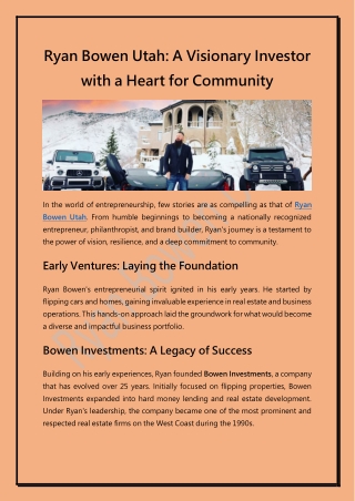 A Visionary Investor  with a Heart for Community