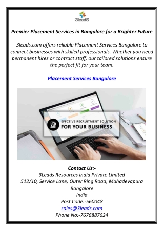 Premier Placement Services in Bangalore for a Brighter Future