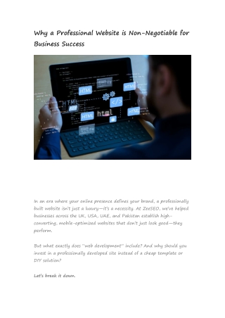 Why a Professional Website is Non-Negotiable for Business Success