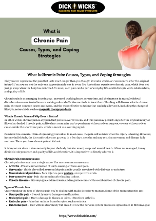 What is Chronic Pain Causes, Types, and Coping Strategies