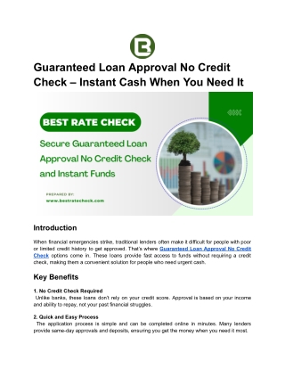 Guaranteed Loan Approval No Credit Check for Every Borrower
