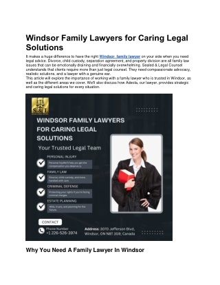 Windsor Family Lawyers for Caring Legal Solutions