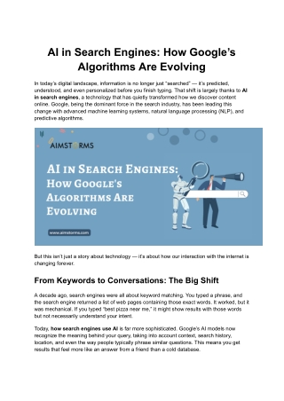 AI in Search Engines: How Google’s Algorithms Are Evolving