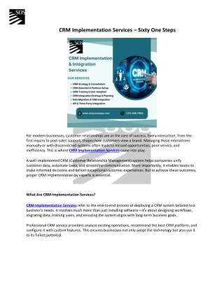 CRM Implementation Services – Sixty One Steps