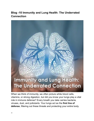Immunity and Lung Health: The Underrated Connection