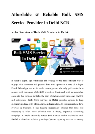Low-priced & instinctive Bulk SMS Service in Delhi NCR
