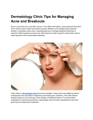 Dermatology Clinic Tips for Managing Acne and Breakouts