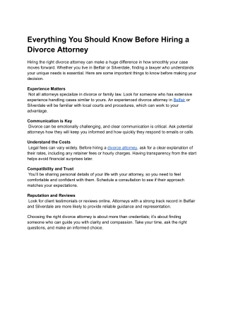 Everything You Should Know Before Hiring a Divorce Attorney in Belfair & Silverd