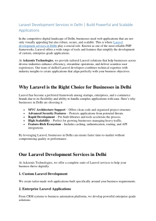 Laravel Development Services in Delhi