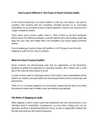 Don’t Launch Without It_ The Power of Smart Contract Audits