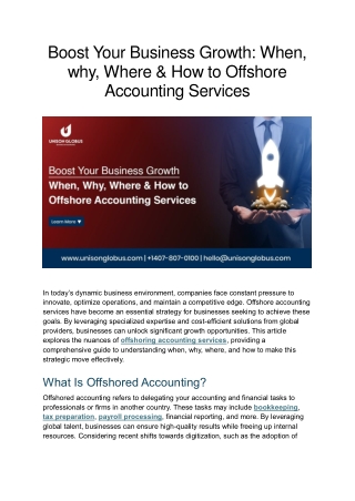 Boost Your Business Growth When, why, Where & How to Offshore Accounting Services