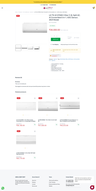 LG TS-Q12YNXE 3 Star (1.0) AI Convertible 6-in-1 Split AC - LG Online Stores