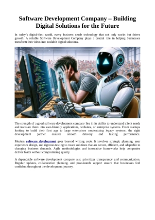 Software Development Company – Building Digital Solutions for the Future