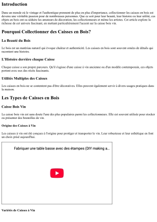 Collectionner les Caisses En bois: Une Passion Croissante”,