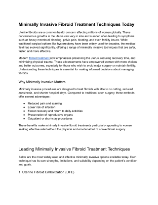 Minimally Invasive Fibroid Treatment Techniques Today