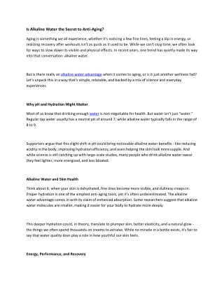 Is Alkaline Water the Secret to Anti