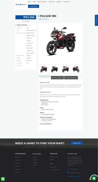 Pulsar 180 on road price in Bangalore from Amba Bajaj