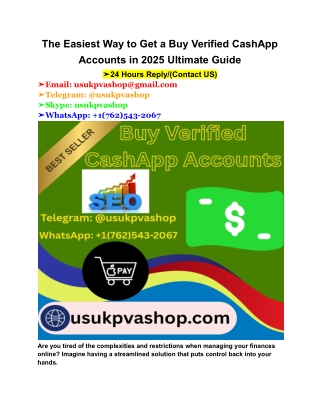 The Easiest Way to Get a Buy Verified CashApp Accounts in 2025 Ultimate Guide