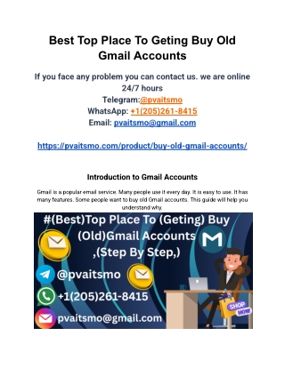 Best Top Place To Geting Buy Old Gmail Accounts