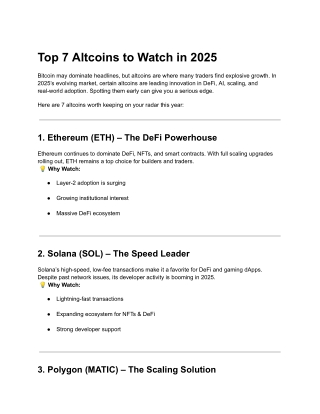 Top 7 Altcoins to Watch in 2025