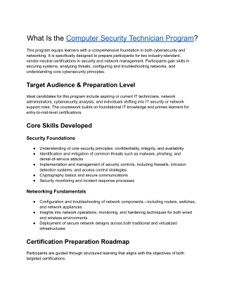 Computer Security Technician (CompTIA Security  and Network )