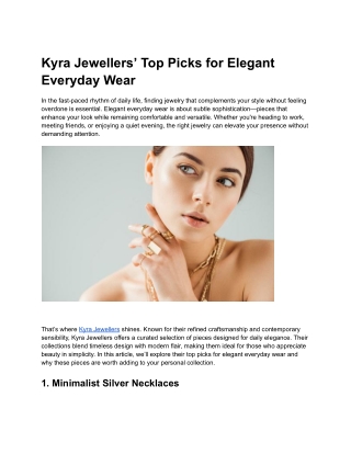 Kyra Jewellers’ Top Picks for Elegant Everyday Wear