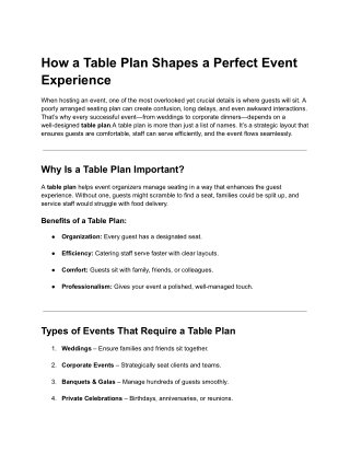 How a Table Plan Shapes a Perfect Event Experience