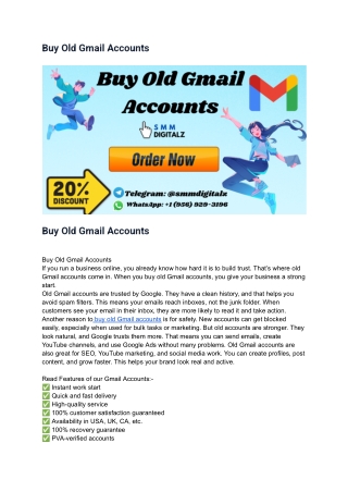 Google Top Website to Buy Old Gmail Accounts 2024
