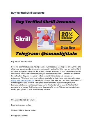 Google Top Website to Buy Verified Skrill Accounts 2024