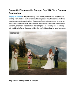 Romantic Elopement in Europe_ Say ‘I Do’ in a Dreamy Destination