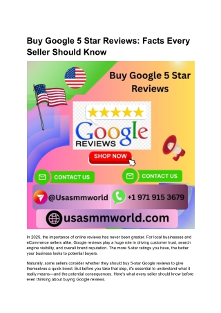 Buy Google 5 Star Reviews_ Facts Every Seller Should Know