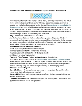 Architectural Consultation Bhubaneswar – Expert Guidance with Floorkart