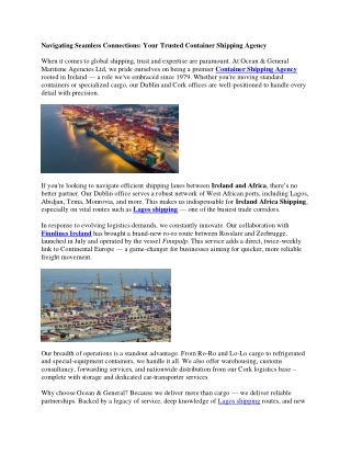Navigating Seamless Connections- Your Trusted Container Shipping Agency